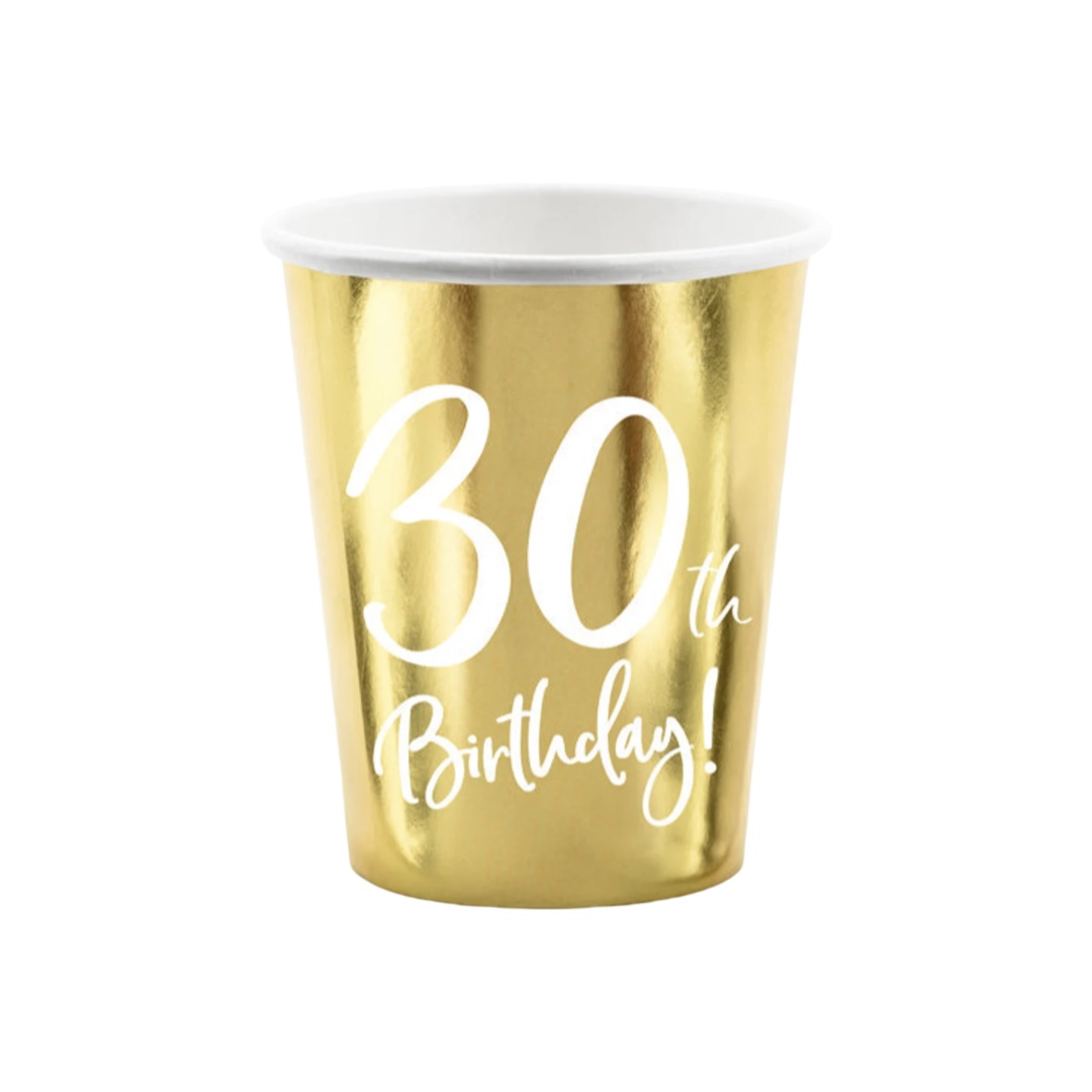 Metallic Gold 30th Birthday Paper Cups