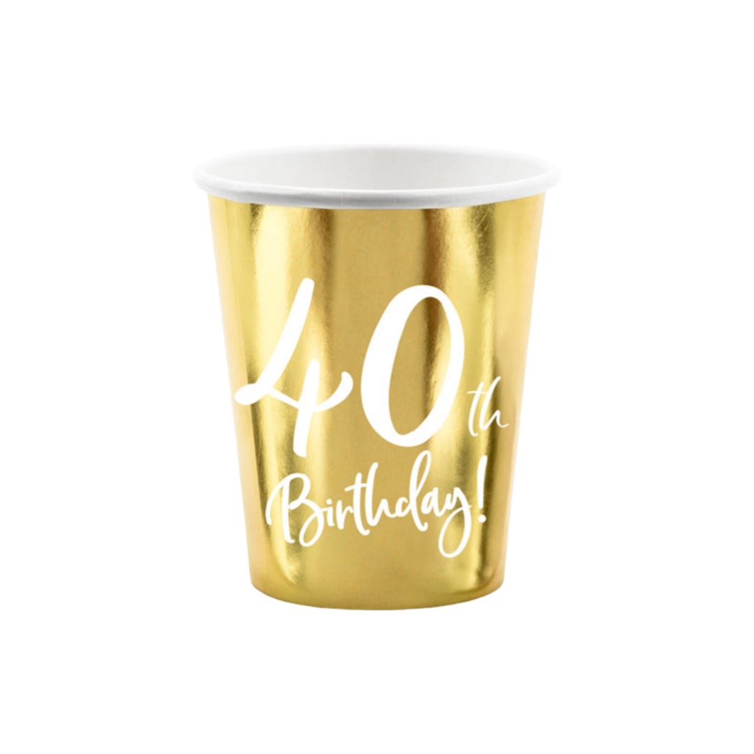 Gold 40th Birthday Cups