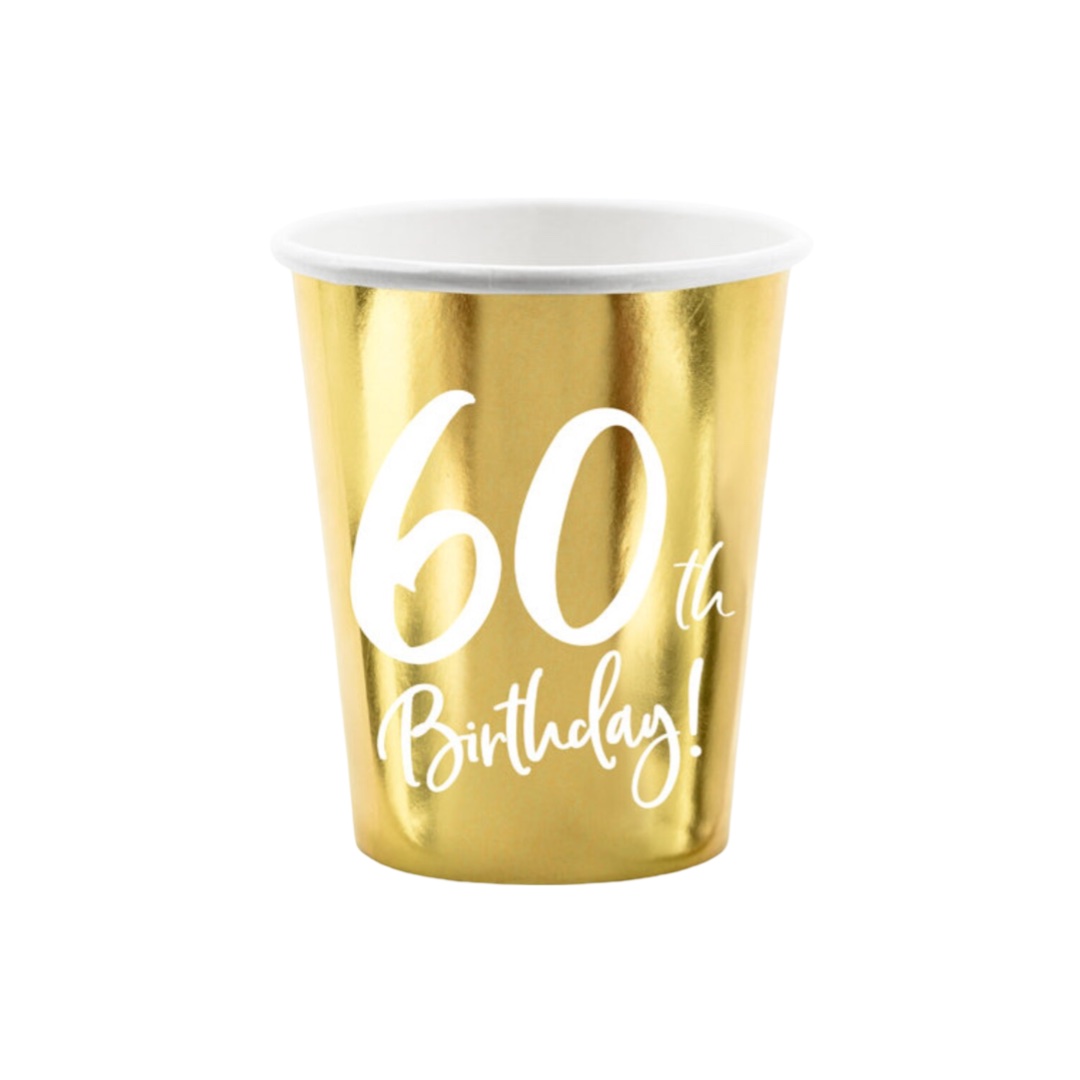 Metallic Gold 60th Birthday Paper Cups