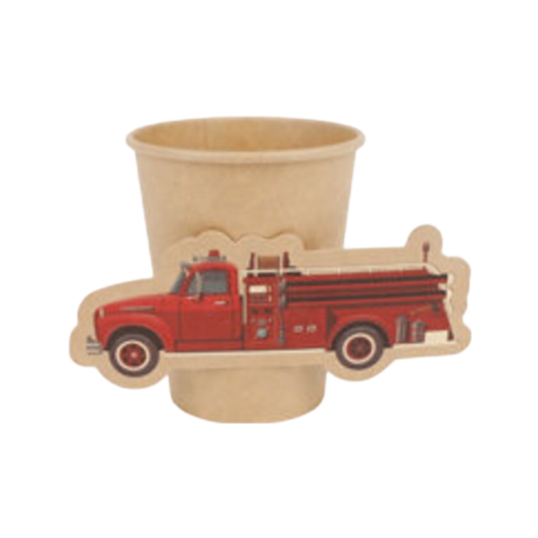 Vintage Fire Truck Kraft Cups
