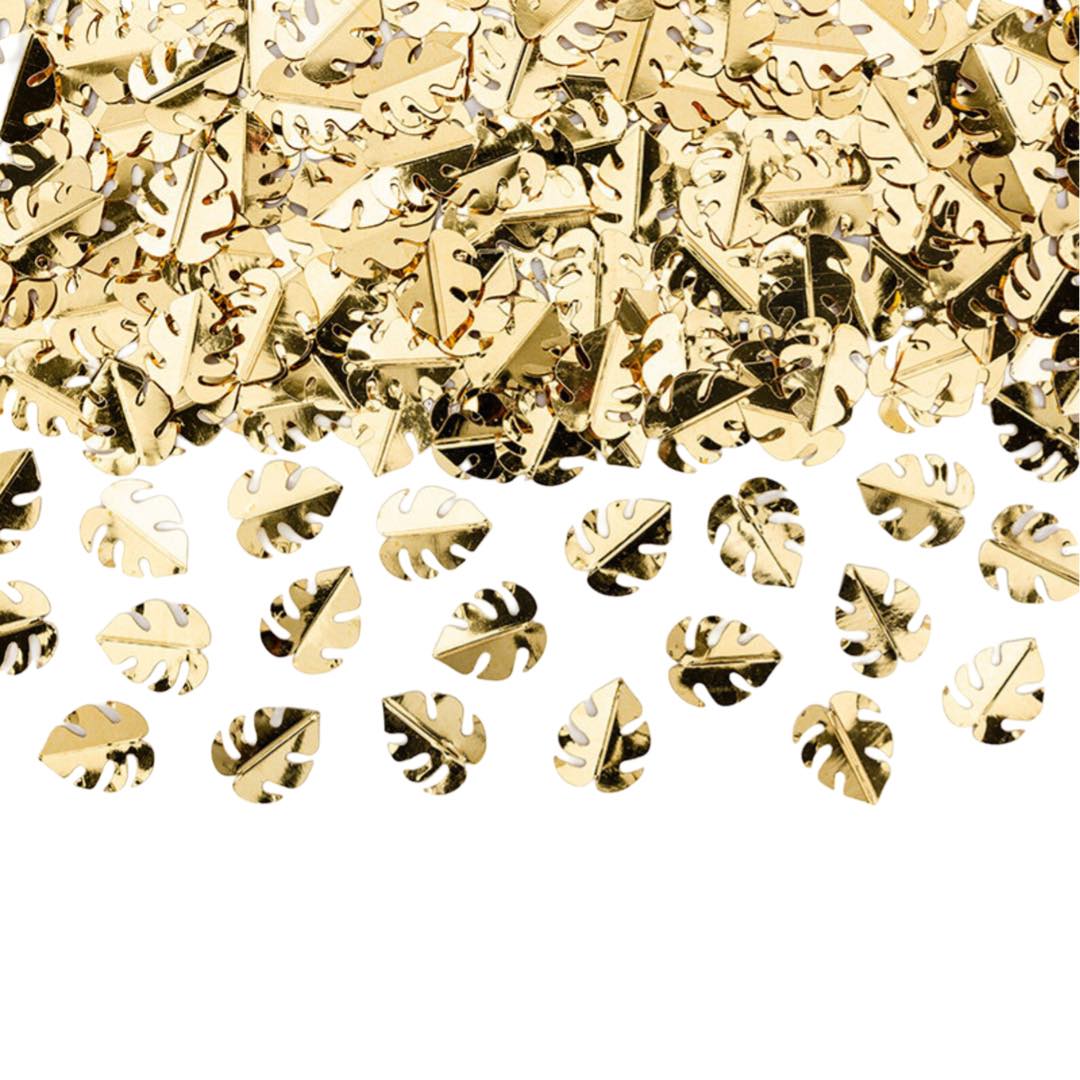 Tropical Palm Leaves Gold Confetti