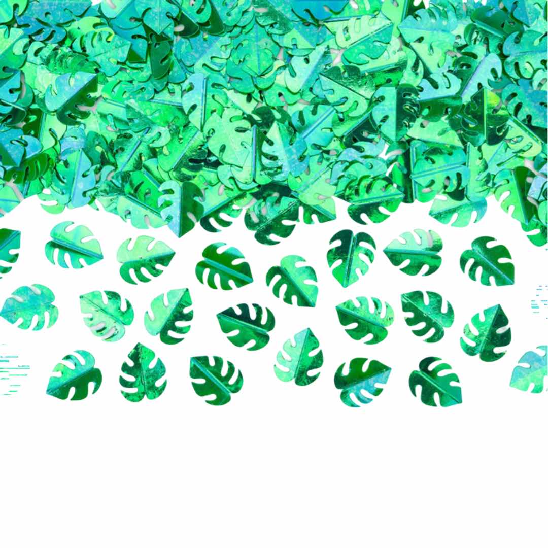 Tropical Palm Leaves Green Confetti