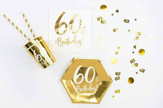 60th Birthday Gold Paper Plates