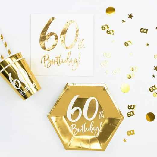 60th Birthday Gold Paper Plates