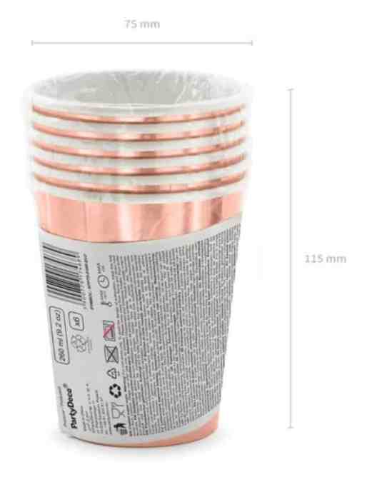 Rose Gold Happy Birthday Paper Cups