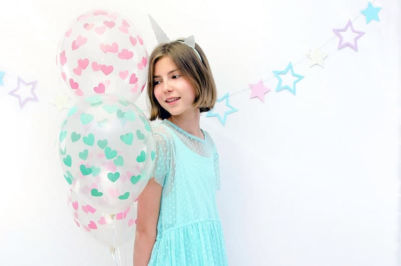 pink and mint heart latex balloons