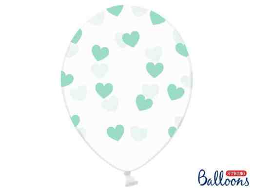 mint heart latex balloons