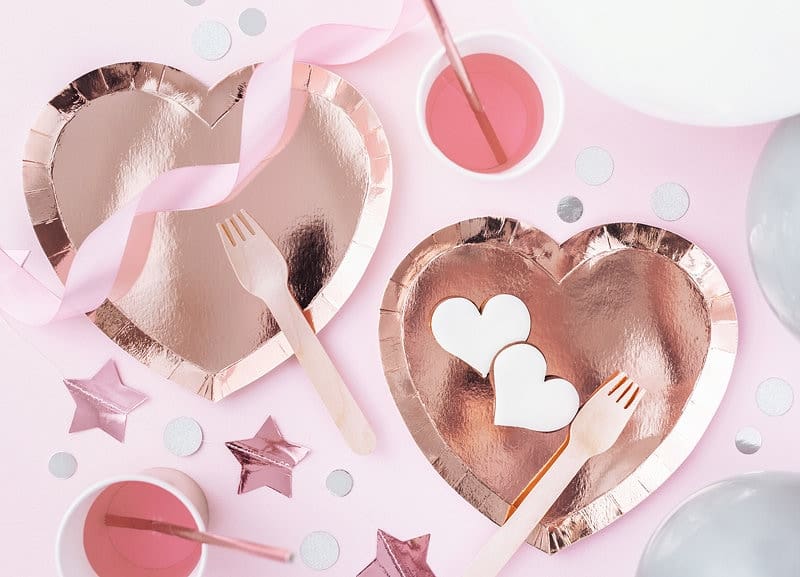 Rose Gold Heart Shaped Paper Plates