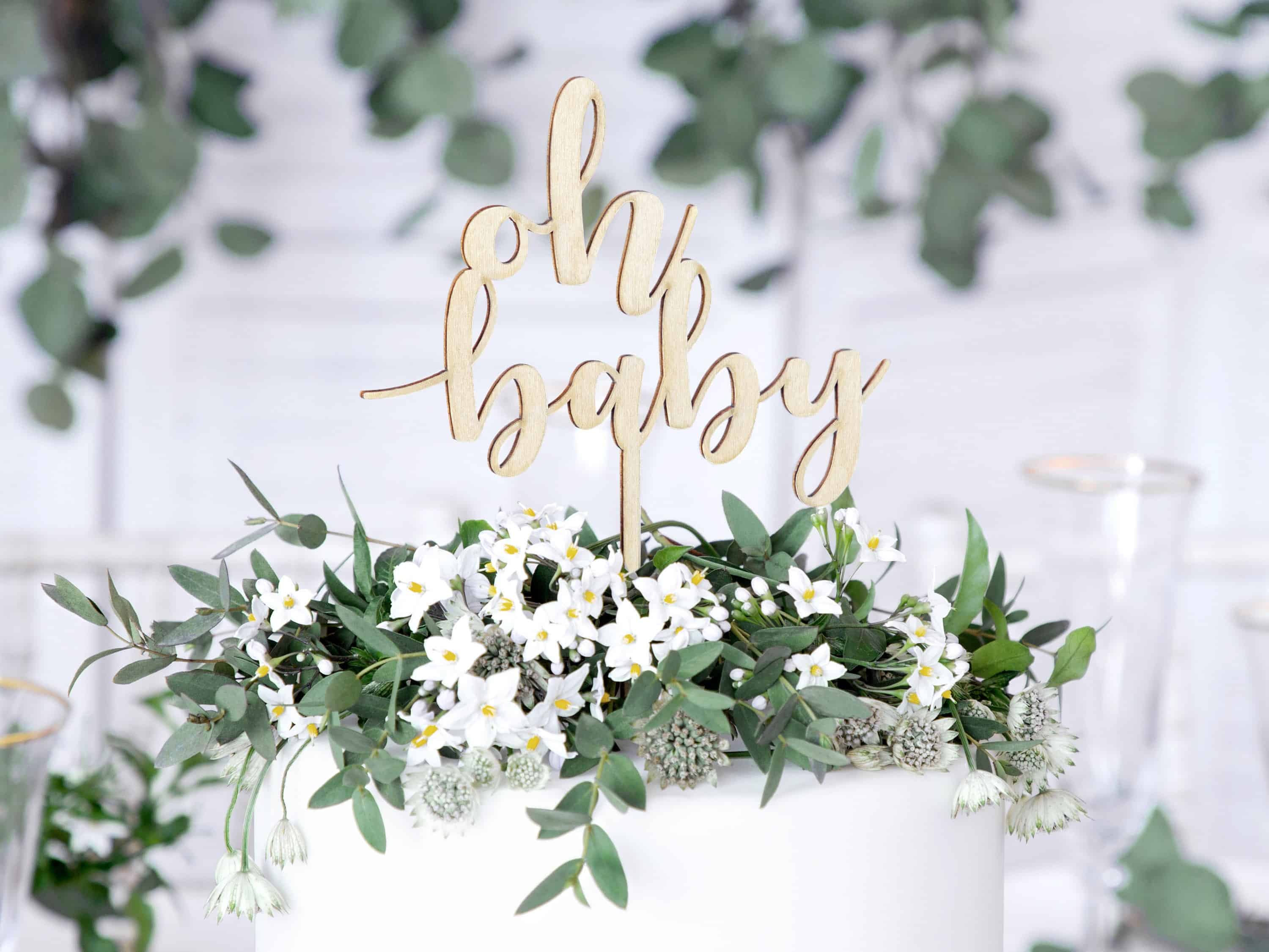 oh baby wooden cake topper