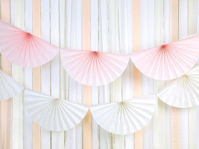 Pink and white paper fans