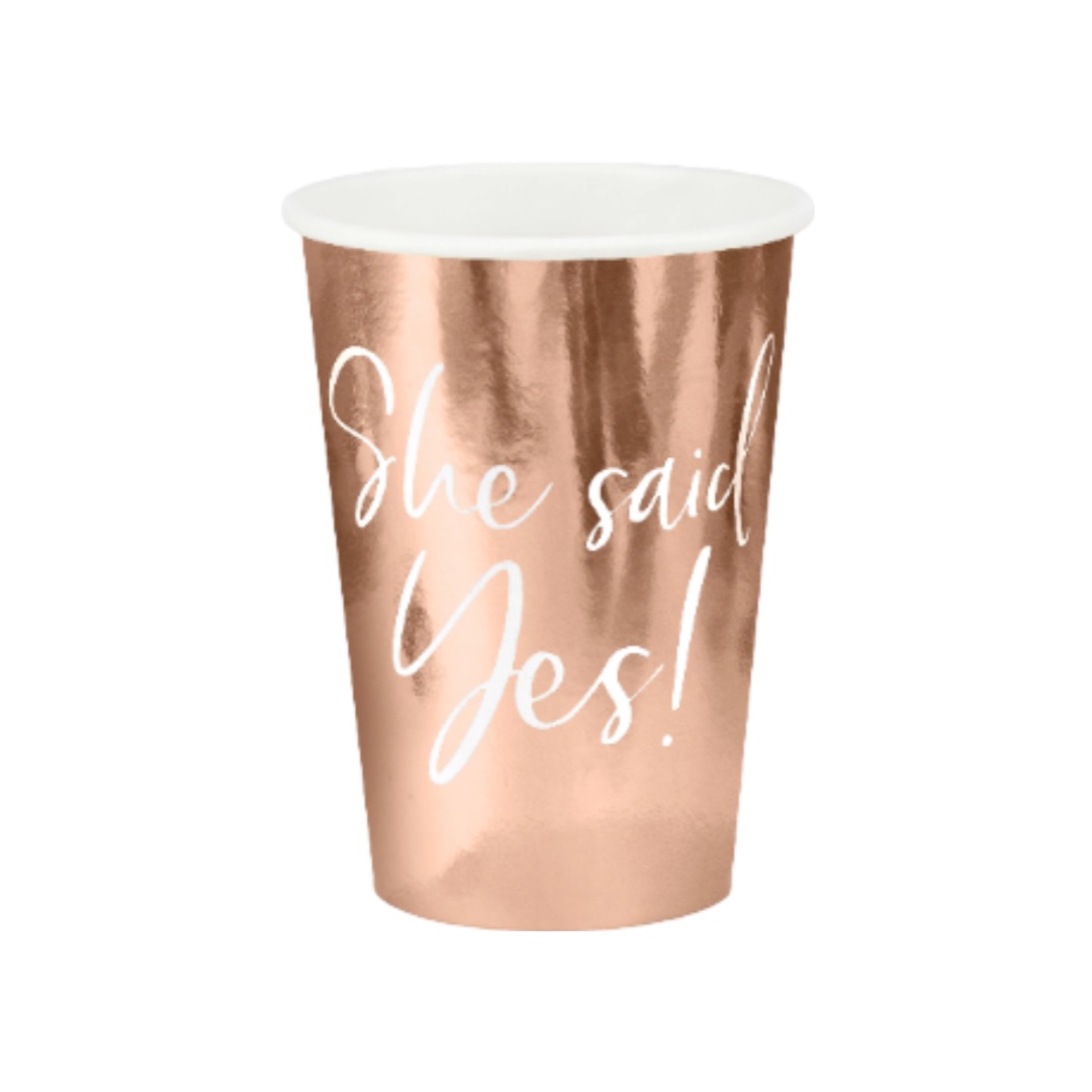 She Said Yes Rose Gold Paper Cups