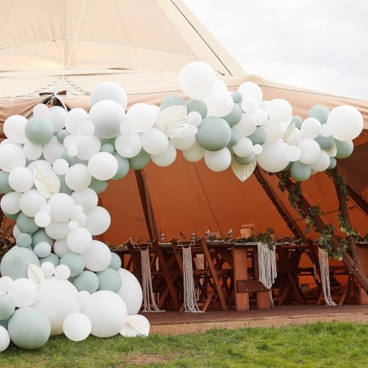 Sage and White Balloon Arch