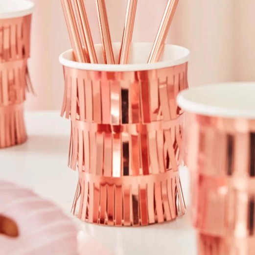 Rose Gold Fringed Paper Cups