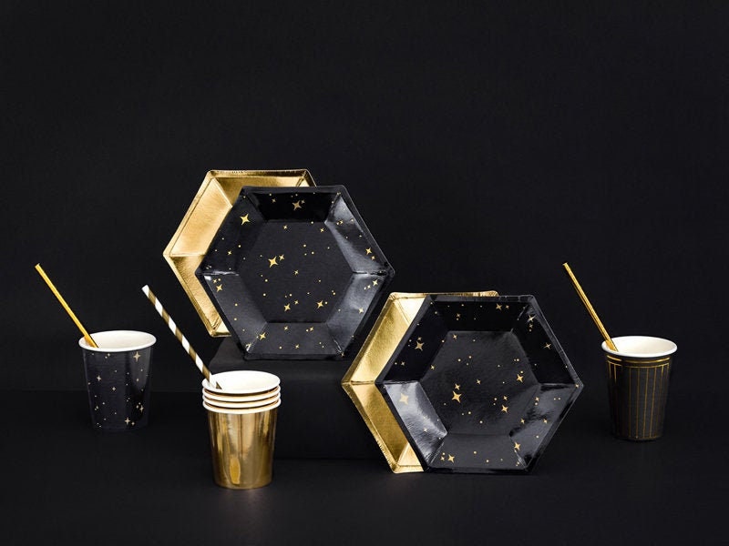 Black Plates with Gold Stars