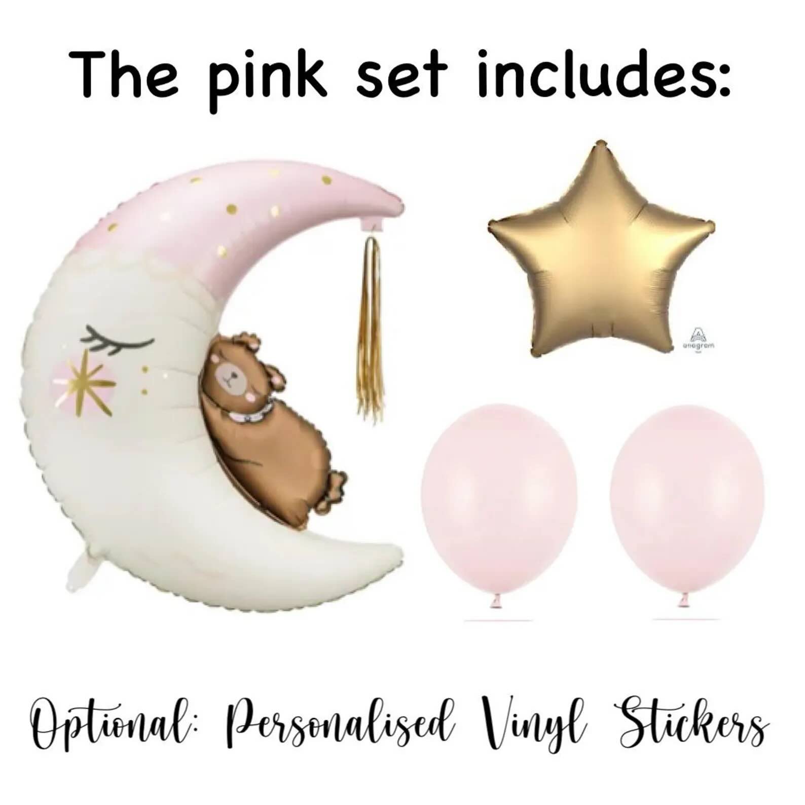 Personalised Bear on the Moon Balloon Set